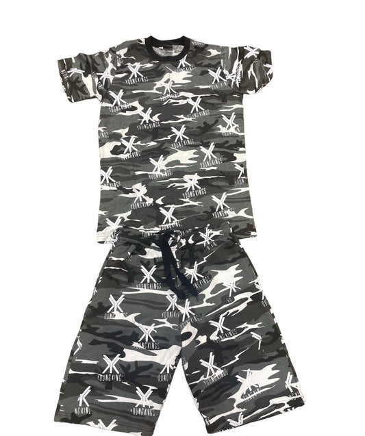 YoungKings All Over Short Set (Grey)